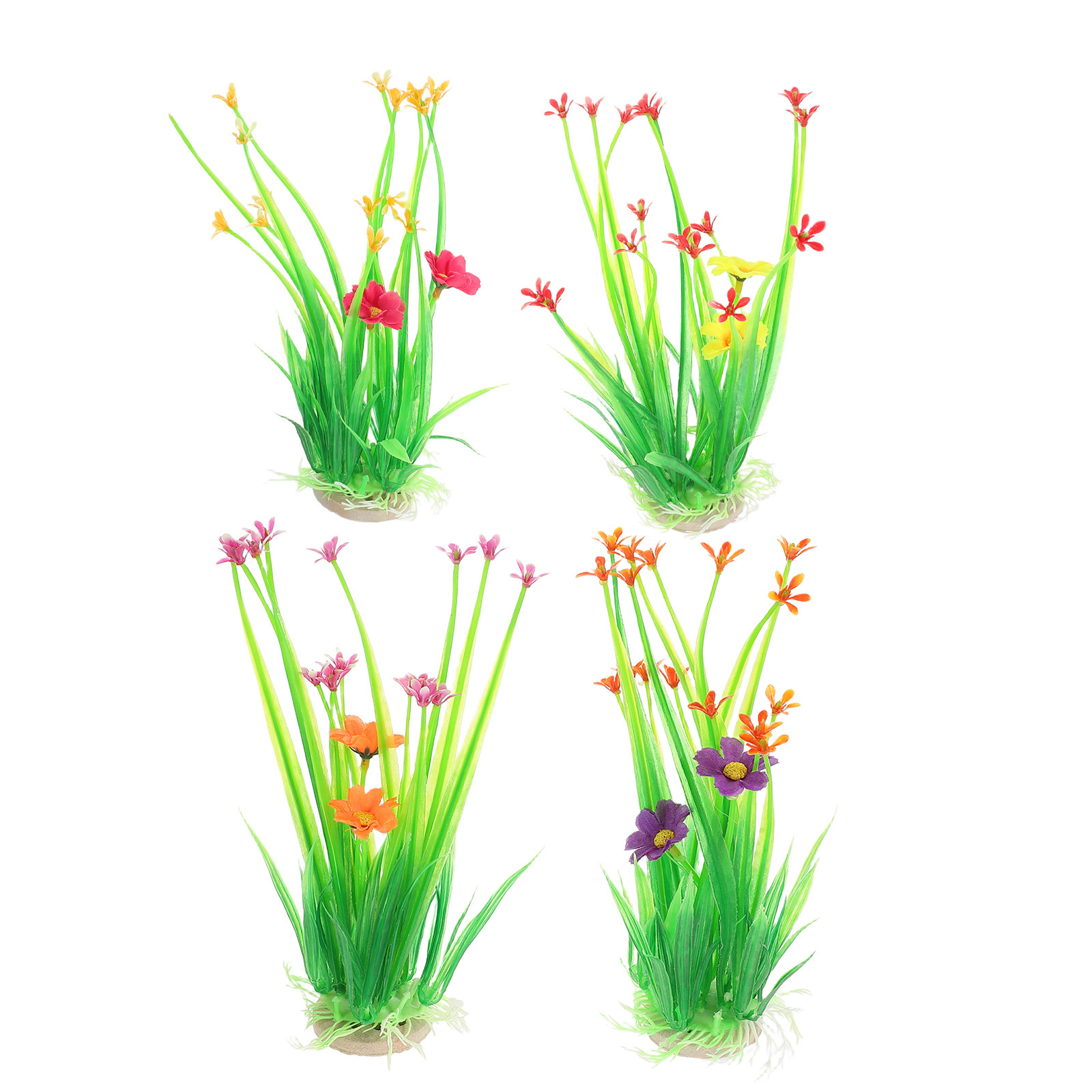 Aquarium Planted Sand - 4 Peças de Plantas Artificiais Decorativas
